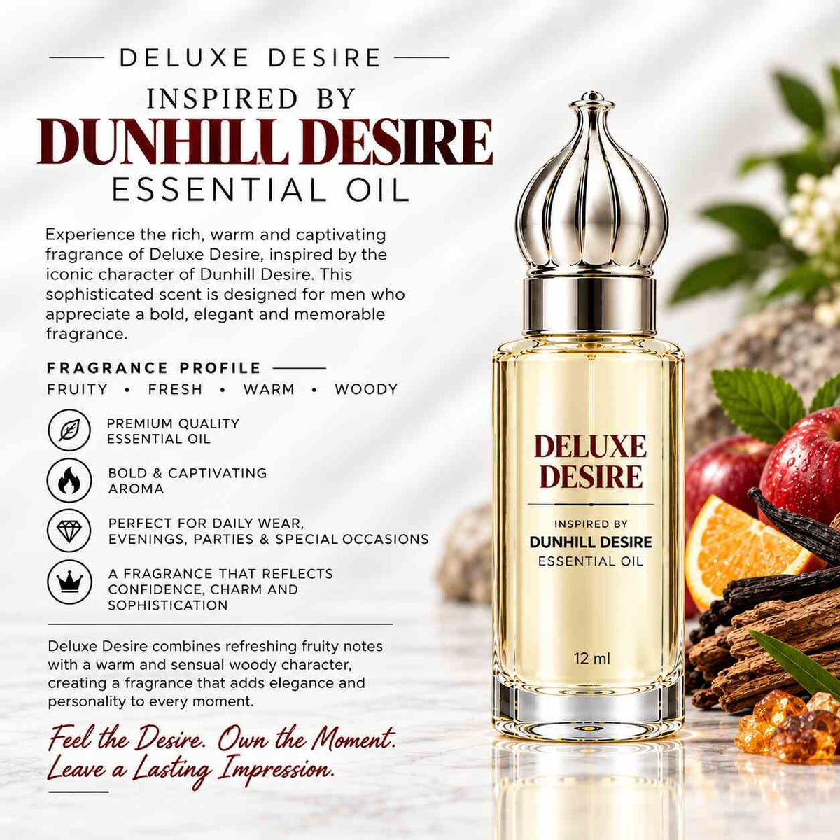 Deluxe Desire -  Inspired  By Dunhill Desire Concentrated Perfume Attar Oil 12ML